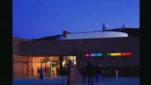 The Frank N. Bash Visitors Center at McDonald Observatory at dusk.