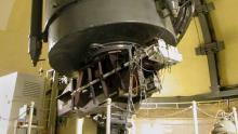 The Sandiford Cassegrain Eschelle Spectrometer (bottom) is shown here mated to t