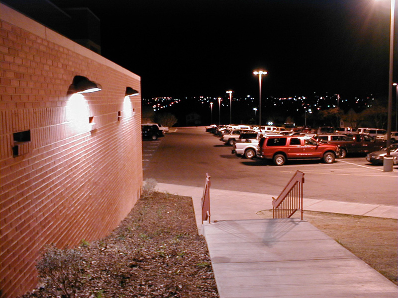 Good downward-pointing light fixtures at Sul Ross State University in Alpine TX.