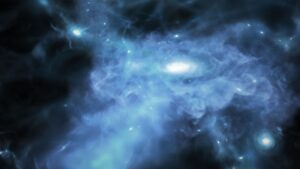 Blue gas swirling around a white center.