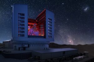 Telescope under a starry sky.