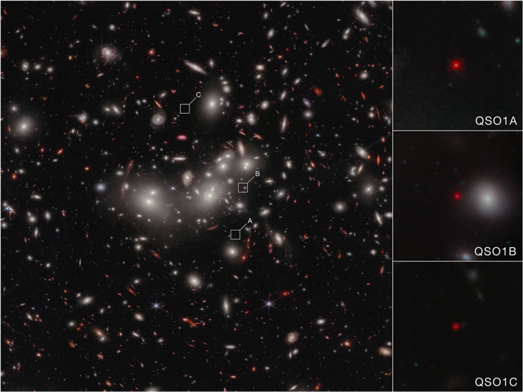 Image of multiple galaxies in the early universe.