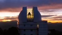 Struve Telescope with sunset