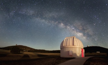 The Milky Way shines over the dome of the new Alan Y. Chow Telescope