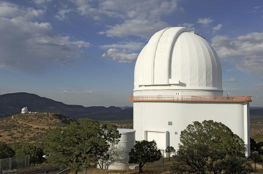 The closed dome of the Harlan J. Smith Telescope at McDonald Observatory. The Ho