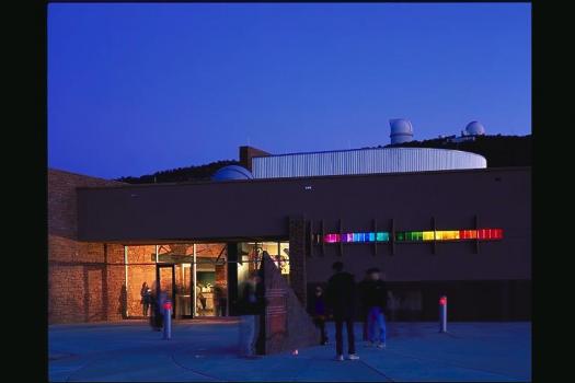The Frank N. Bash Visitors Center at McDonald Observatory at dusk.